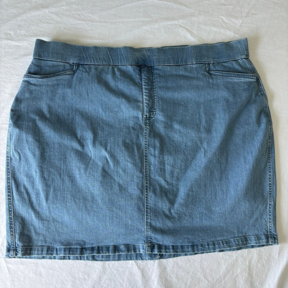 Intro Love The Fit Denim Skort Womens 20W Blue Stretch Pull On 20883D Light Wash